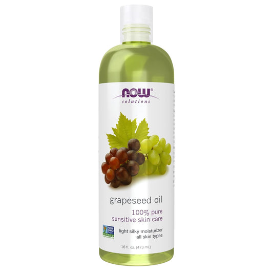 NOW Solutions, Grapeseed Oil, Skin Care for Sensitive Skin, Light Silky Moisturizer for All Skin Types, 16-Ounce