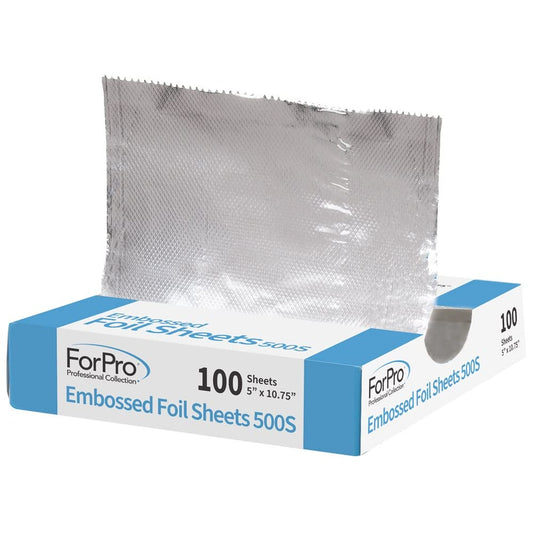 ForPro Embossed Foil Sheets 500S, Aluminum Foil, Pop-Up Dispenser, for Hair Color Application and Highlighting Services, Food Safe, 5” W x 10.75” L, 100-Count