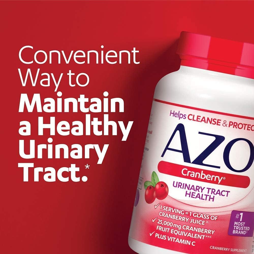 AZO Cranberry Supplement, Made with Concentrated Whole Fruit Cranberry Powder to Help Cleanse and Protect the Urinary Tract*, Sugar Free Cranberry Pills, Non-GMO, Softgels