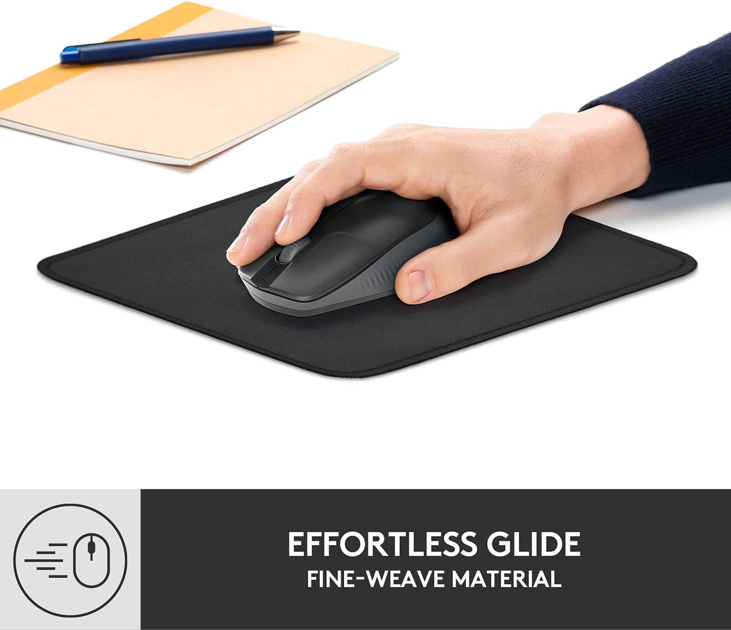 Logitech Mouse Pad - Studio Series, Computer Mouse Mat with Anti-Slip Rubber Base, Easy Gliding, Spill-Resistant Surface, Durable Materials, Portable, in a Fresh Modern Design, Graphite