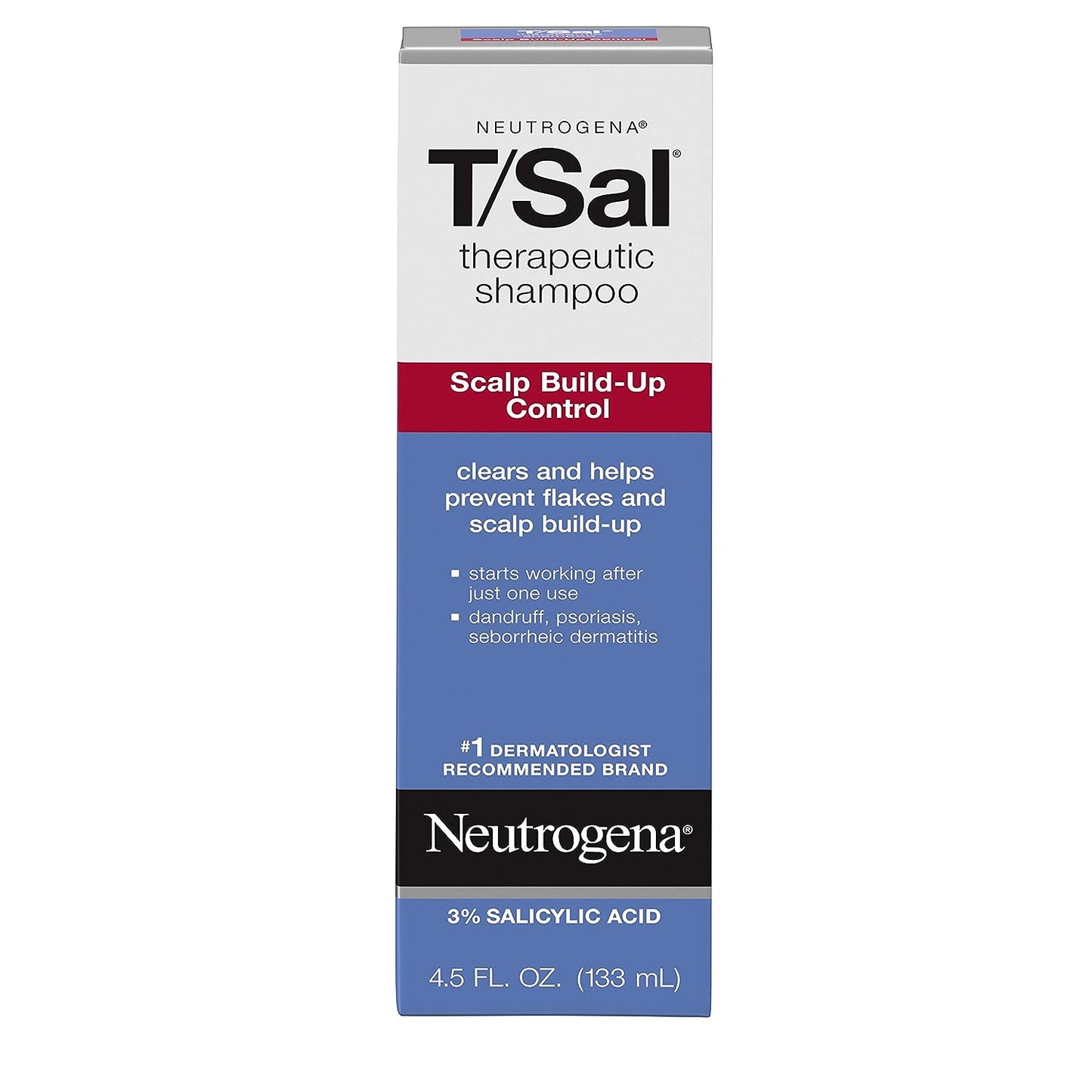 Neutrogena T/Sal Therapeutic Shampoo for Scalp Build-Up Control with Salicylic Acid, Scalp Treatment for Dandruff, Scalp Psoriasis & Seborrheic Dermatitis Relief, 4.5 fl. oz