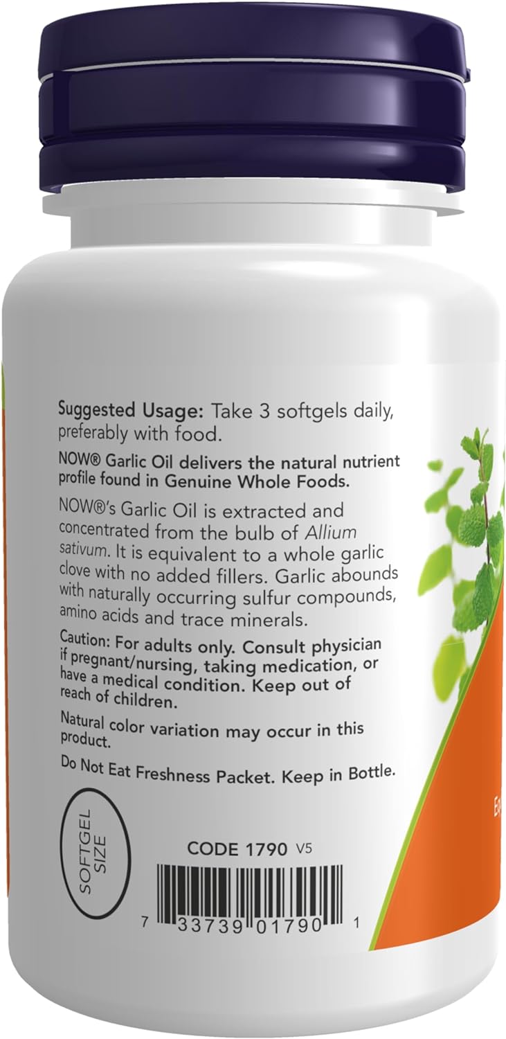 NOW Foods Garlic Oil, 1500 mg, 100 Softgels