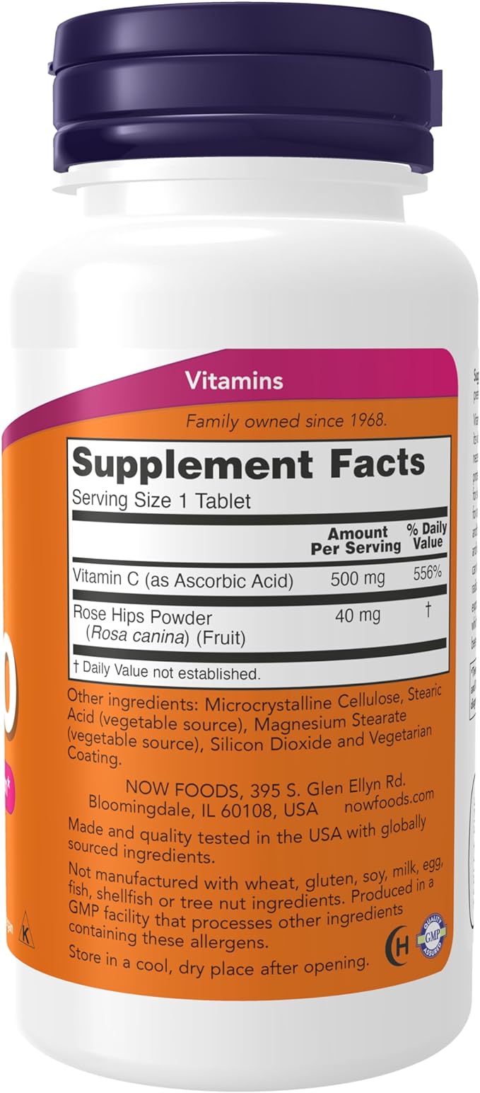 NOW Foods Vitamin C-500, 100 Tablets