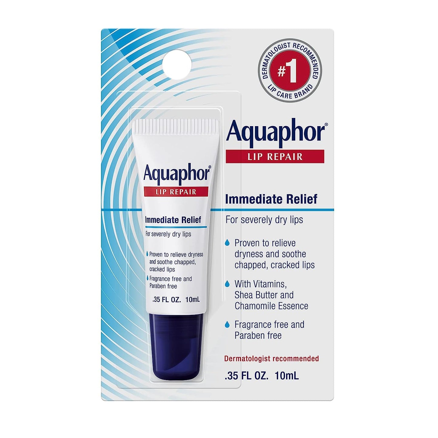 Lip Repair Ointment (Aquaphor ) - Long-lasting Moisture to Soothe Dry Chapped Lips - .35 fl. oz. Tube