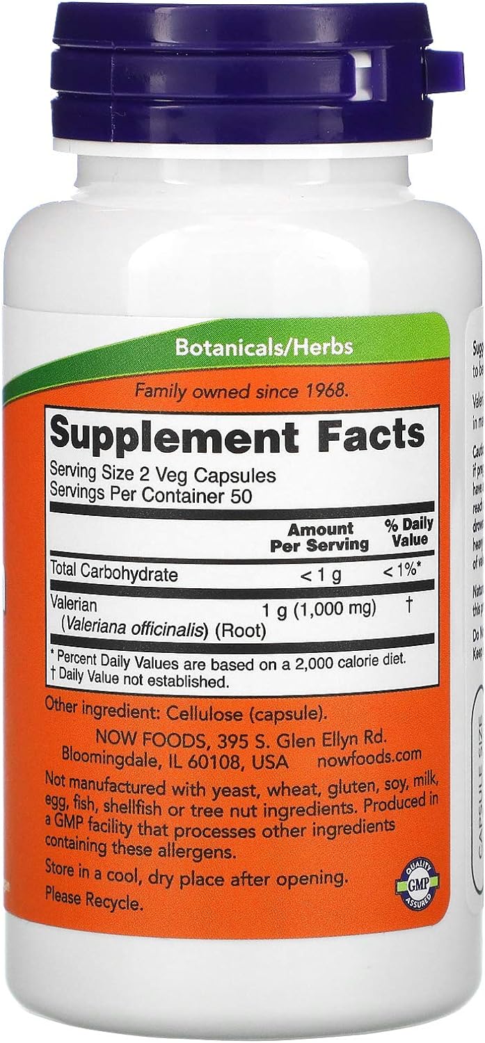 NOW Foods Valerian Root, 500 mg, 100 Veg Capsules