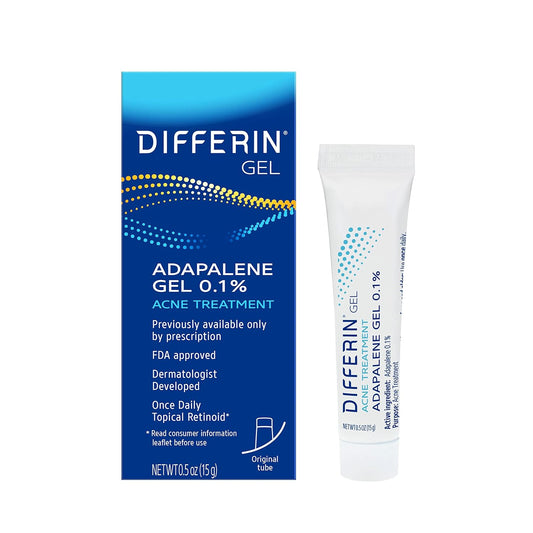 Differin Acne Treatment Gel, 30 Day Supply, Retinoid Treatment for Face with 0.1% Adapalene 15g Tube