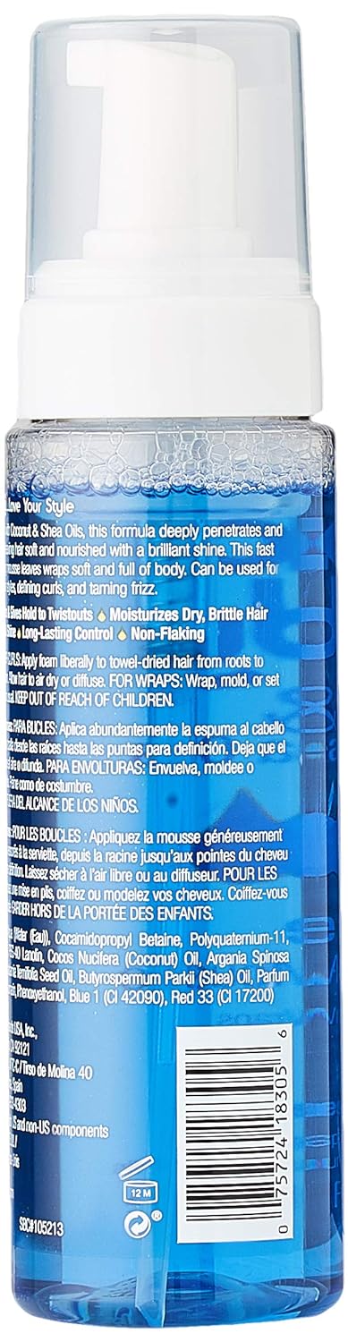 Lottabody Coconut Oil and Shea Wrap Me Foaming Curl Mousse , Gifts for Women, Stocking Stuffers, Creates Soft Wraps, Hair Mousse for Curly Hair, Defines Curls, Anti Frizz, 7 Fl Oz