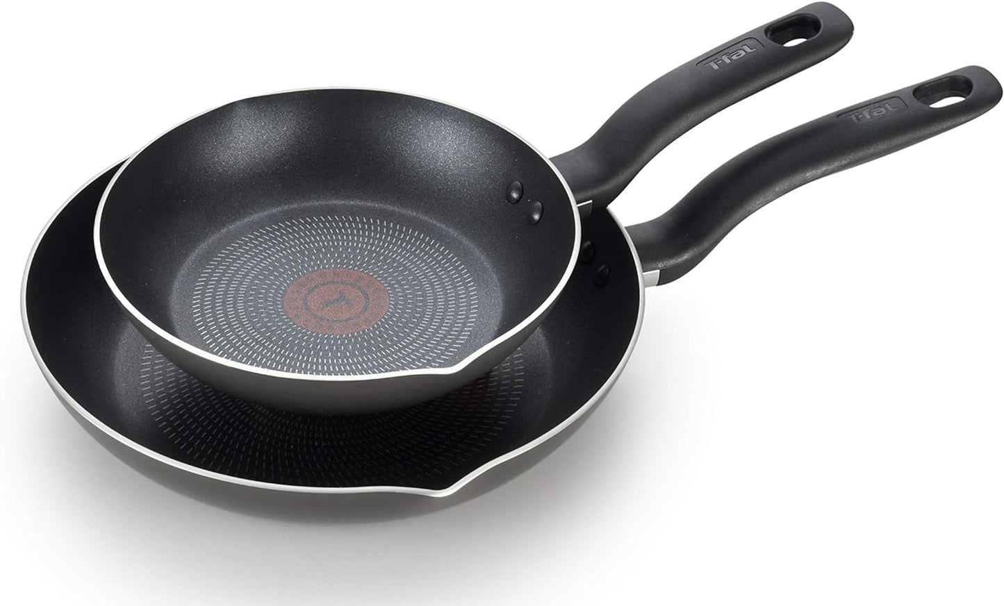 T-fal Initiatives Nonstick Fry Pan Set 7.5, 9 Inch Oven Broiler Safe 350F Cookware, Pots and Pans, Dishwasher Safe Black