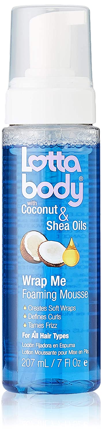 Lottabody Coconut Oil and Shea Wrap Me Foaming Curl Mousse , Gifts for Women, Stocking Stuffers, Creates Soft Wraps, Hair Mousse for Curly Hair, Defines Curls, Anti Frizz, 7 Fl Oz