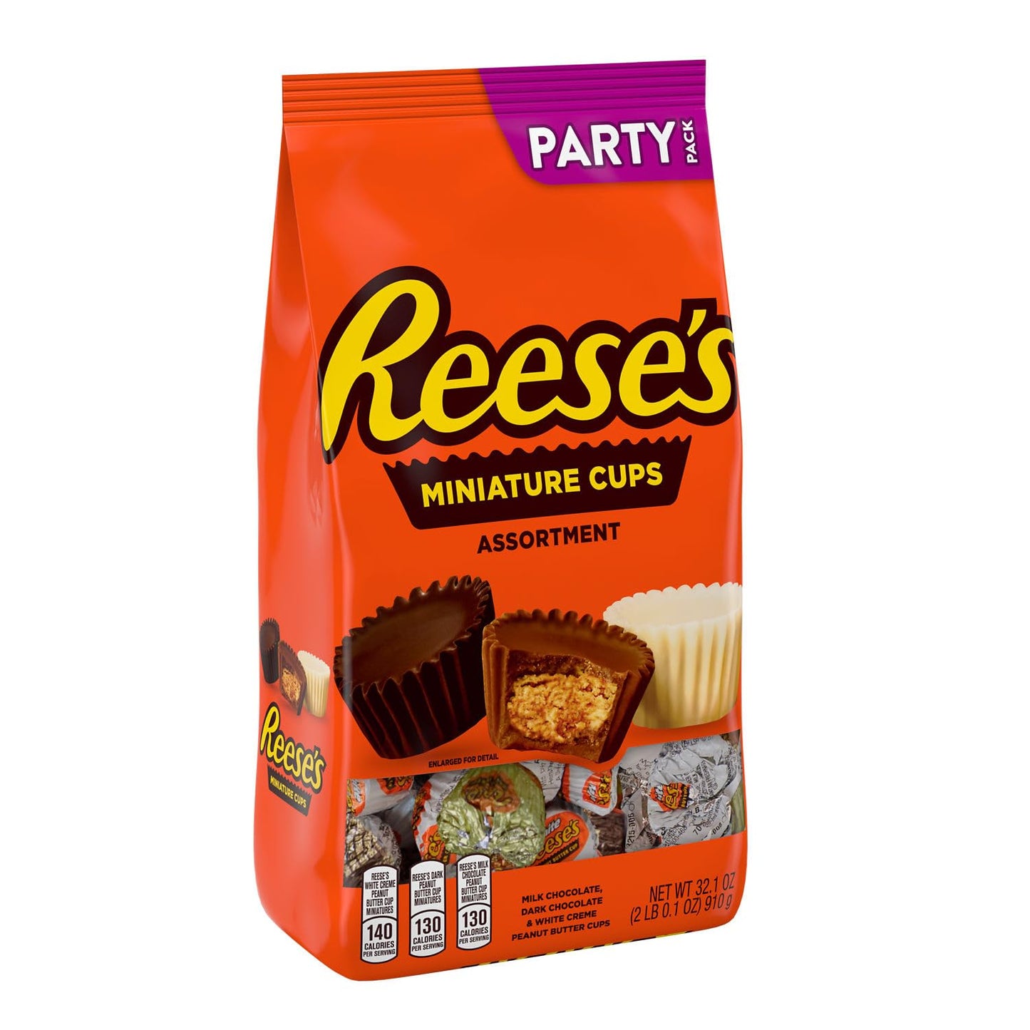 REESE'S Miniatures Assorted Flavored Peanut Butter Cups, Candy Party Pack, 32.1 oz