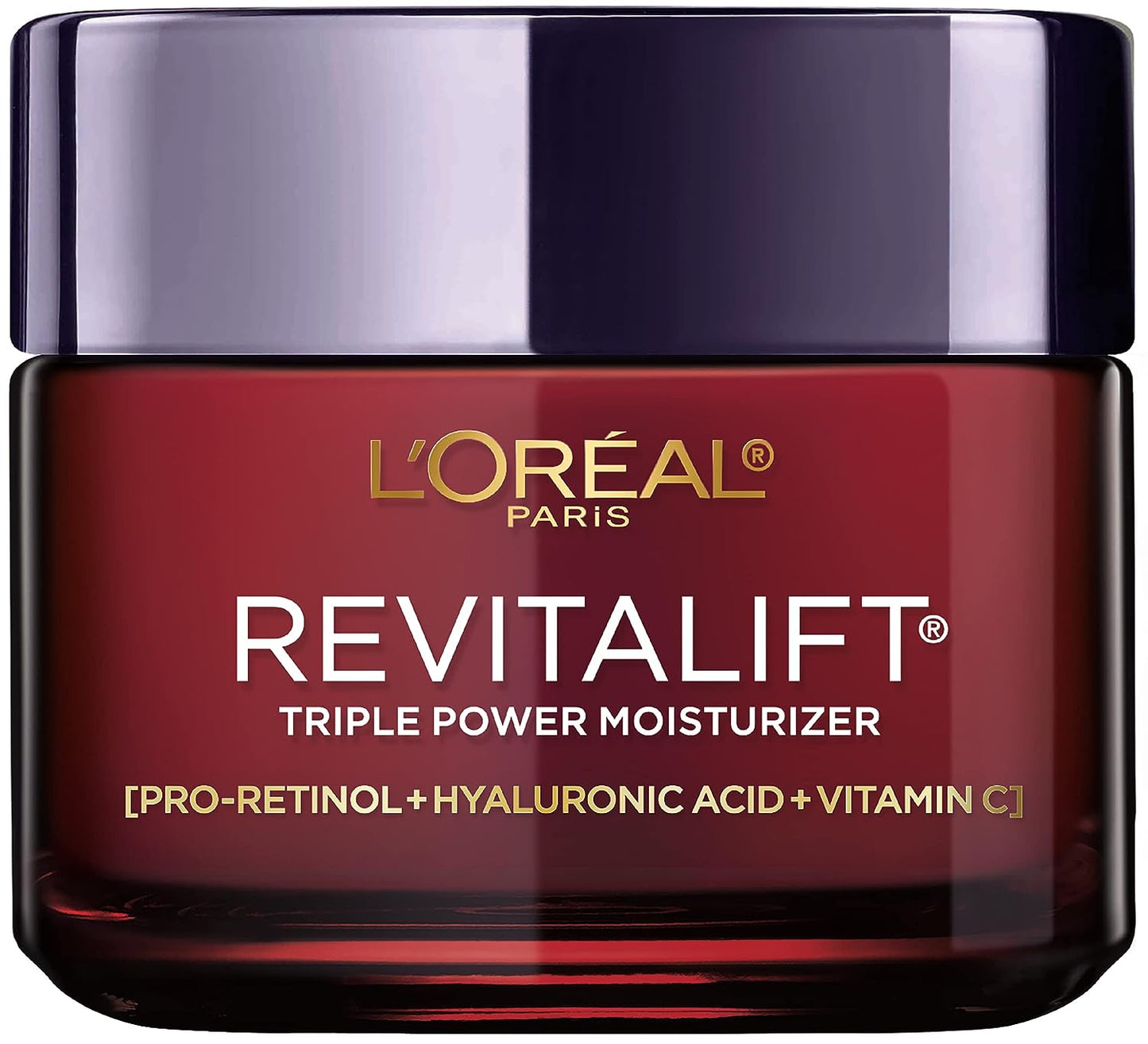 L'Oreal Paris Revitalift Triple Power Anti-Aging Face Moisturizer, Pro Retinol, Hyaluronic Acid & Vitamin C, Reduce Wrinkles 2.55 Oz