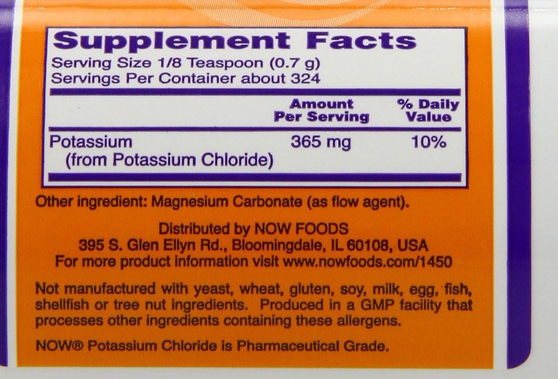 NOW Foods Potassium Chloride Powder, 365 mg, 8 oz.