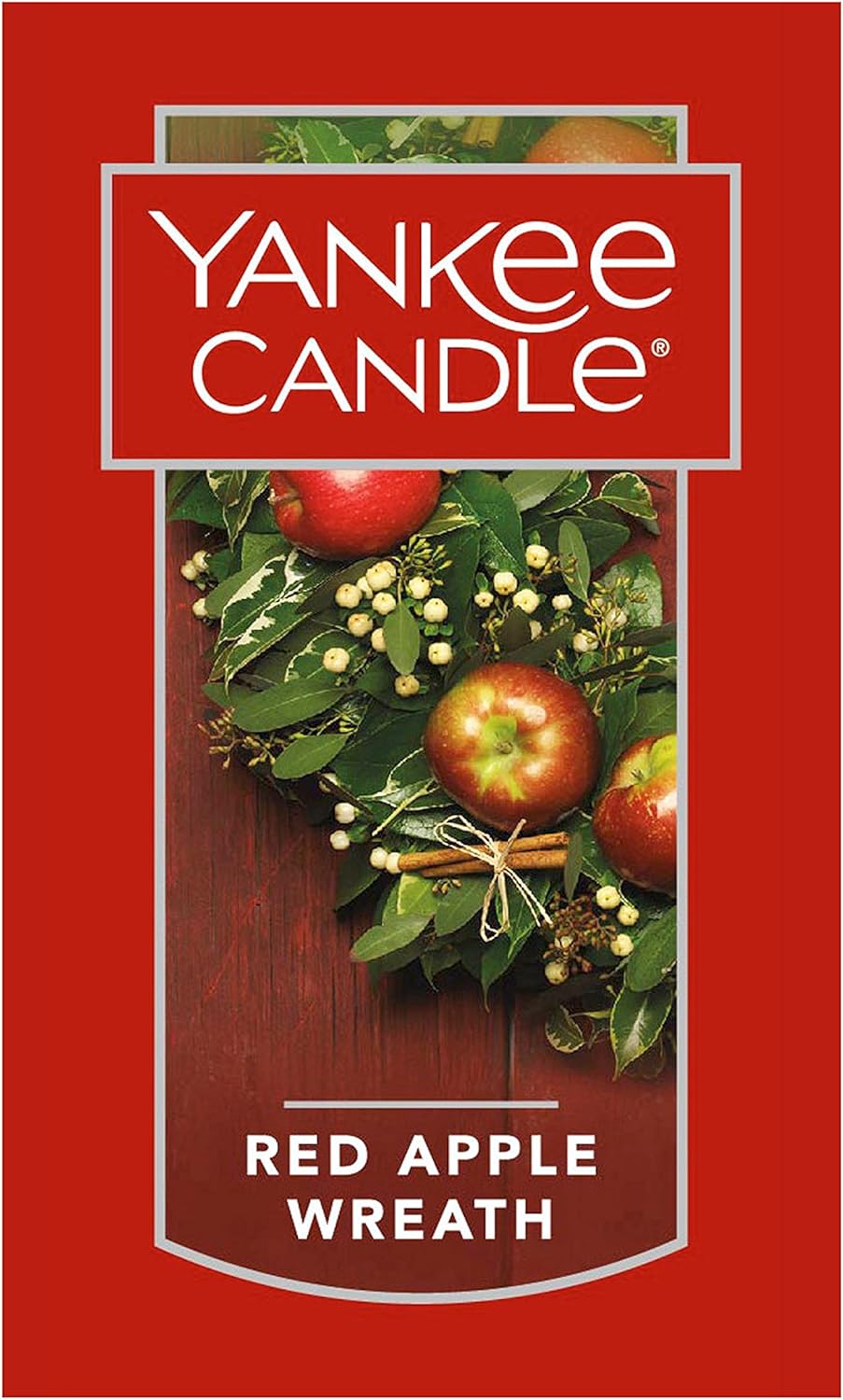 Yankee Candle Red Apple Wreath Scented, Classic 22oz Large Jar Single Wick Candle, Over 110 Hours of Burn Time, Christmas | Holiday Candle