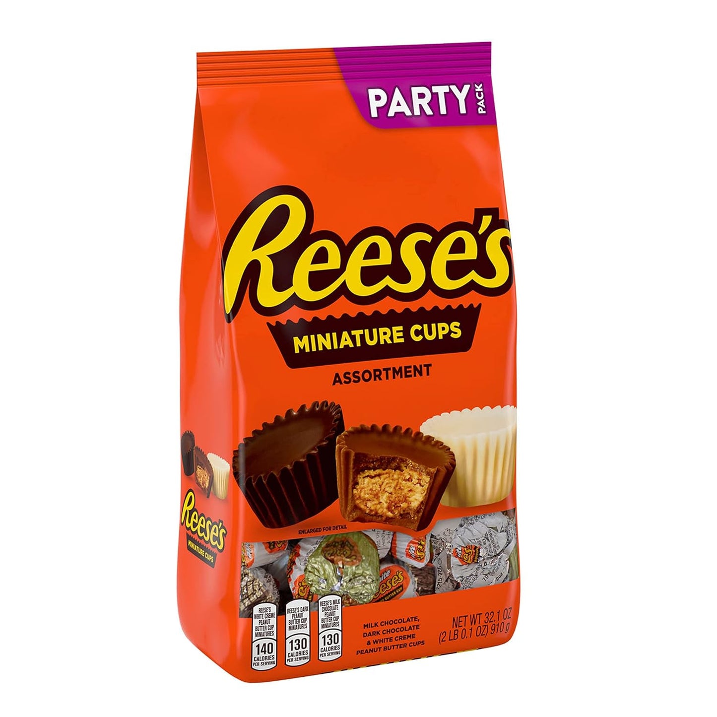 REESE'S Miniatures Assorted Flavored Peanut Butter Cups, Candy Party Pack, 32.1 oz