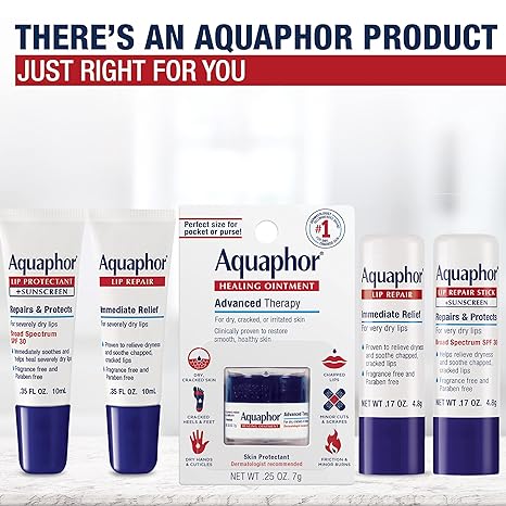 Aquaphor Lip Repair - Soothe Dry, Chapped Lips - Two .35 oz. Tubes