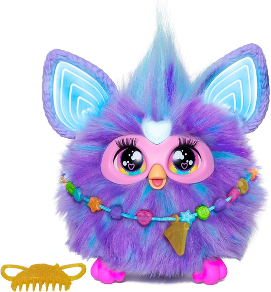 Furby Purple, 15 Fashion Accessories, Interactive Plush Toys for 6 Year Old Girls & Boys & Up, Voice Activated Animatronic