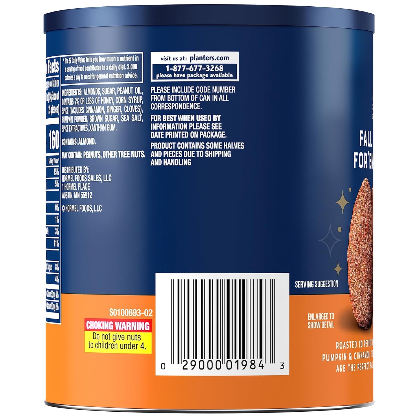 PLANTERS Fall Edition Pumpkin Spice Almonds, 15.25 oz Canister