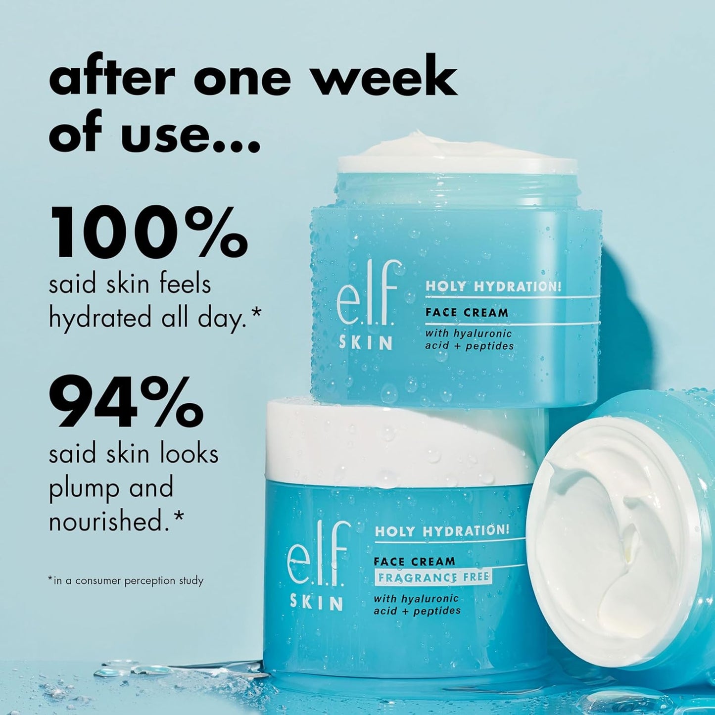 e.l.f. SKIN Holy Hydration! Face Cream, Moisturizer For Nourishing & Plumping Skin, Infused With Hyaluronic Acid, Vegan & Cruelty-Free, 1.8 Oz