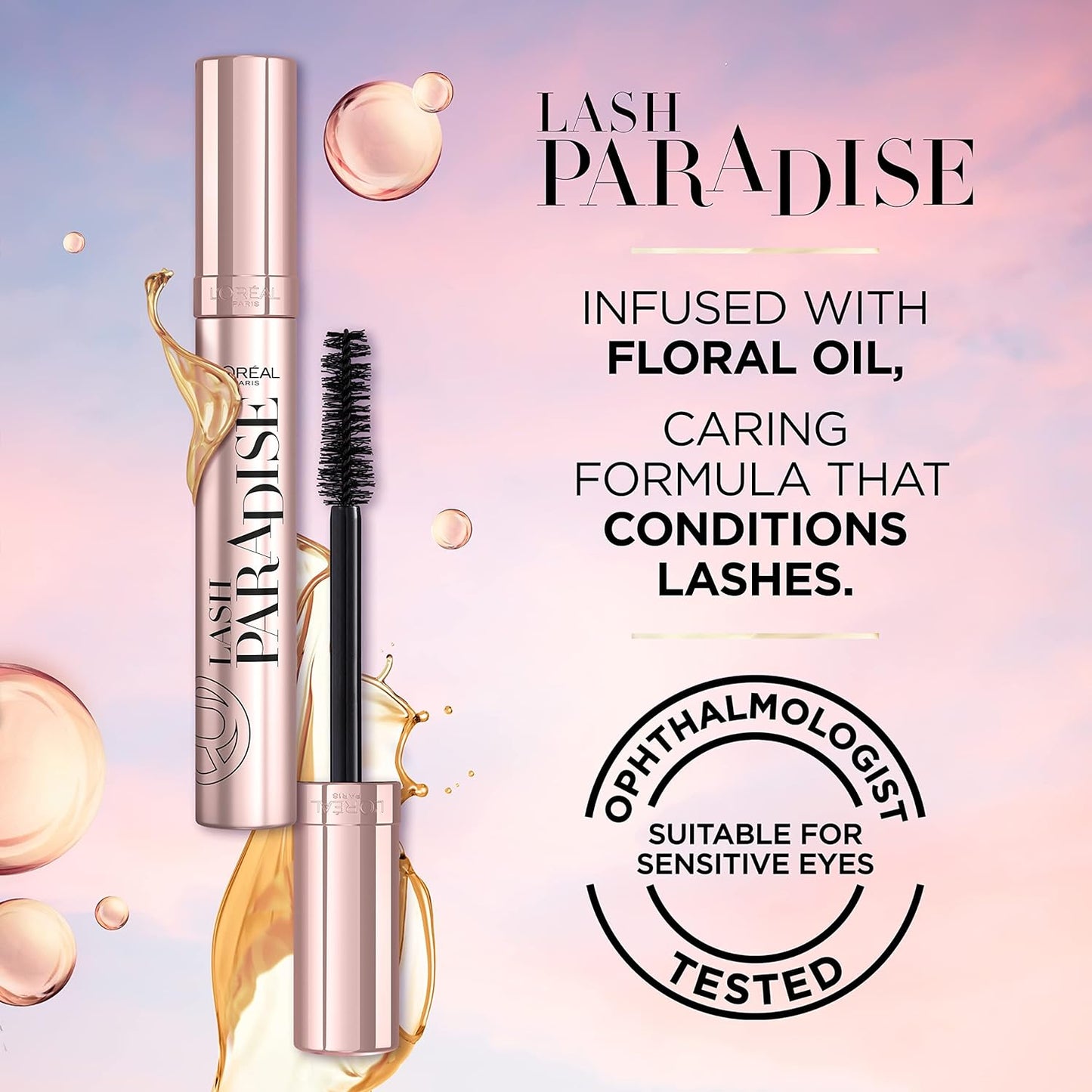 L’Oréal Paris Makeup Lash Paradise Mascara, Voluptuous Volume, Intense Length, Feathery Soft Full Lashes, No Flaking, No Smudging, No Clumping, Mystic Black, 0.28 Fl Oz (Pack of 1)