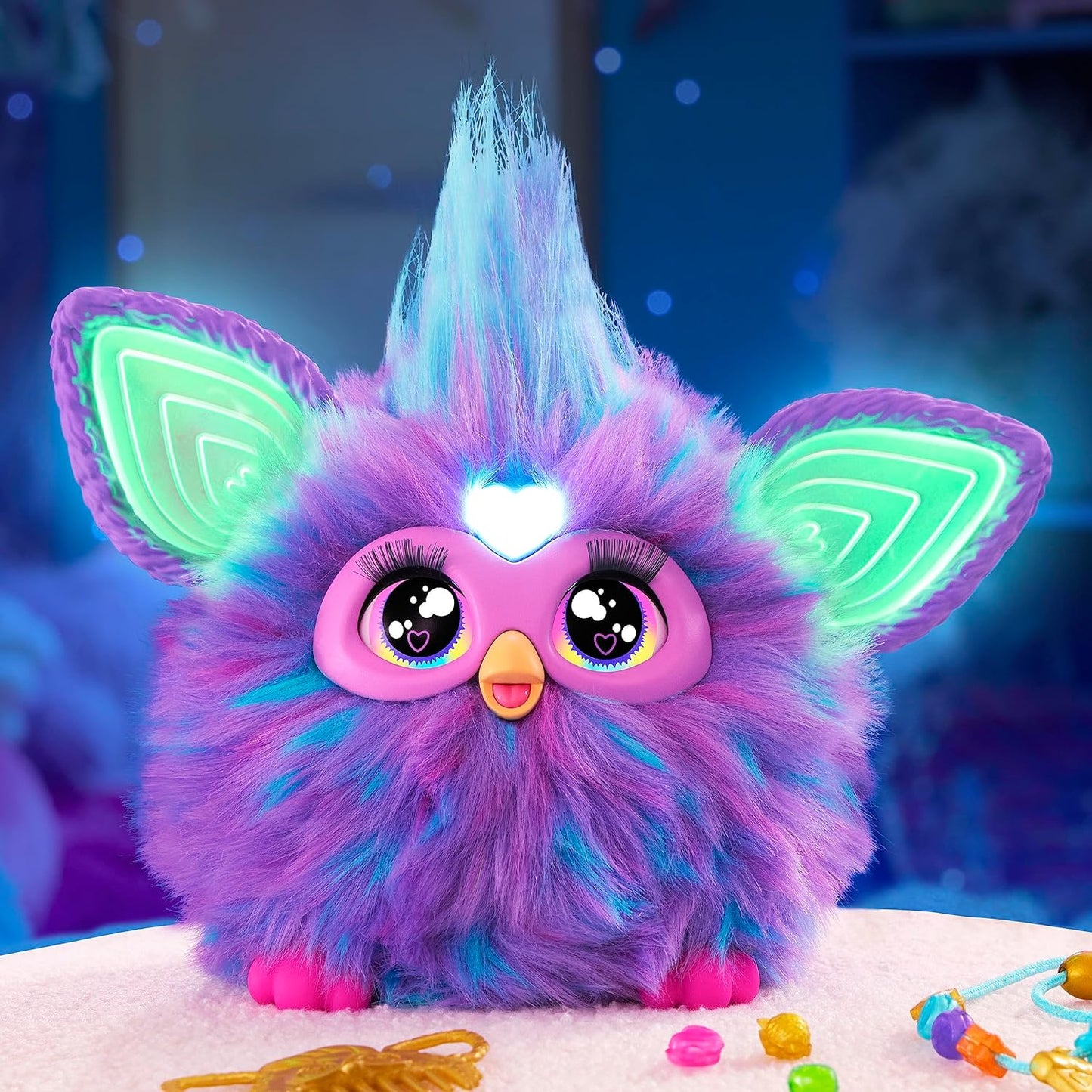 Furby Purple, 15 Fashion Accessories, Interactive Plush Toys for 6 Year Old Girls & Boys & Up, Voice Activated Animatronic