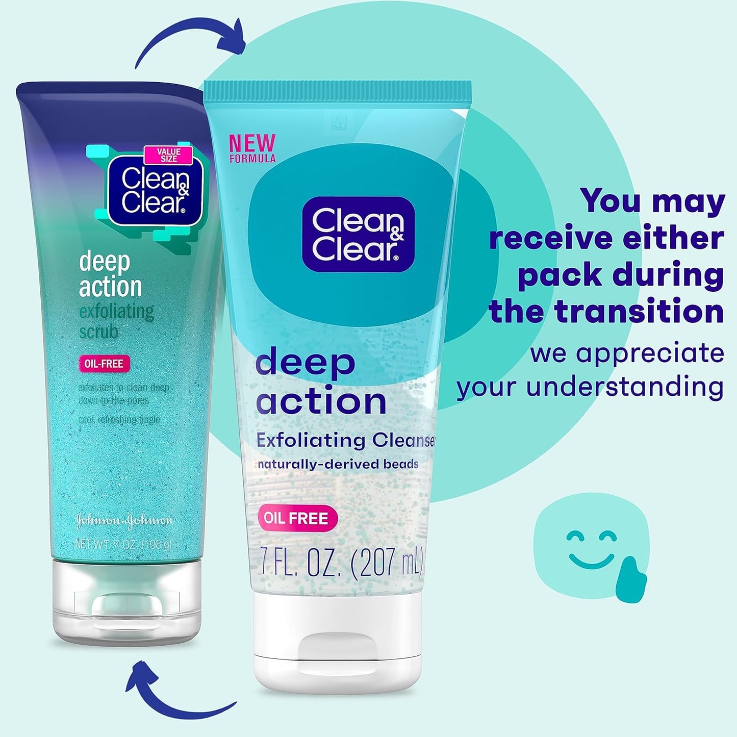 Clean & Clear Oil-Free Deep Action Exfoliating Facial Scrub, Cooling Face Wash for Deep Pore Cleansing, 7 oz