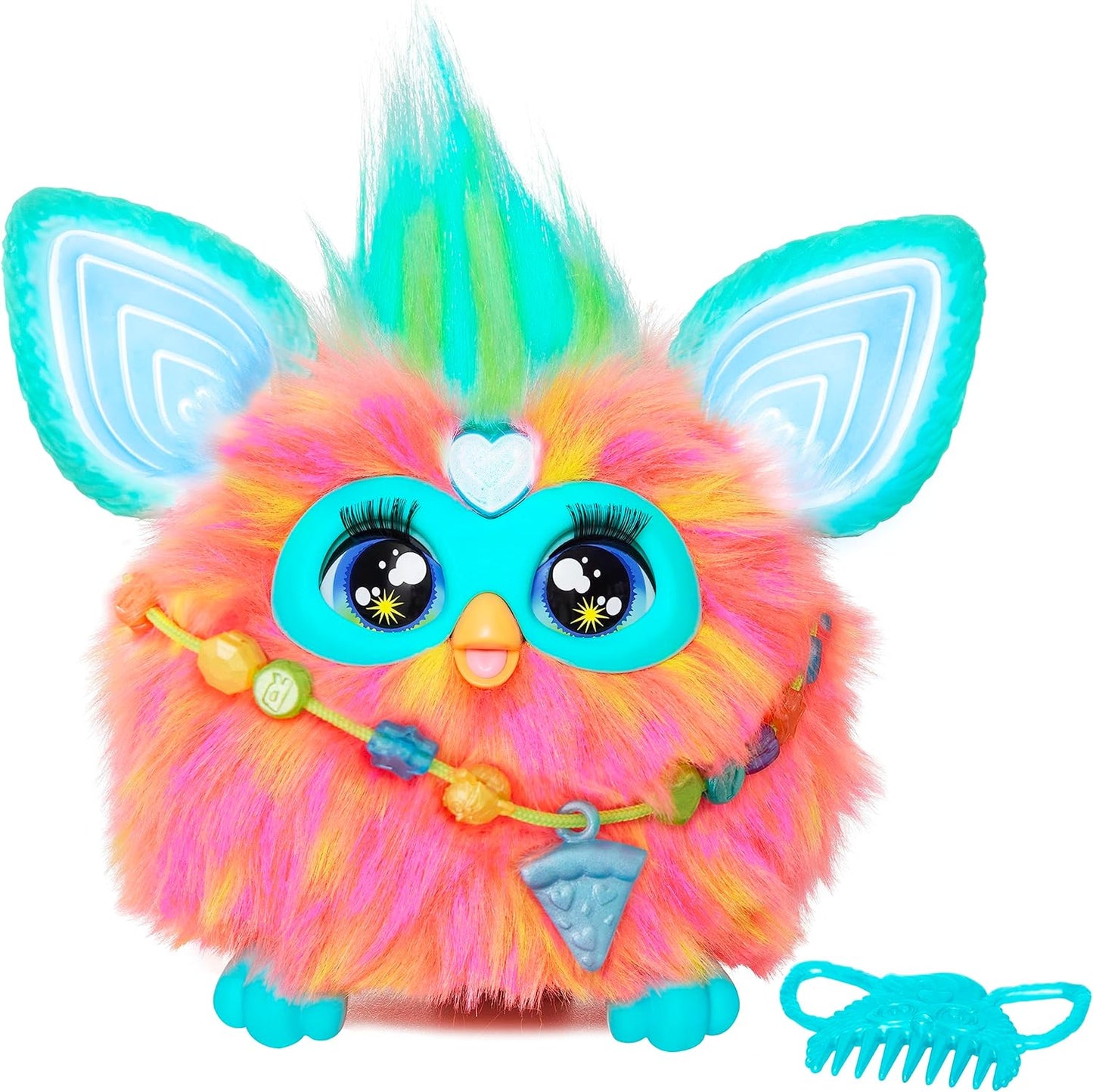 Furby Coral, 15 Fashion Accessories, Interactive Plush Toys for 6 Year Old Girls & Boys & Up, Voice Activated Animatronic