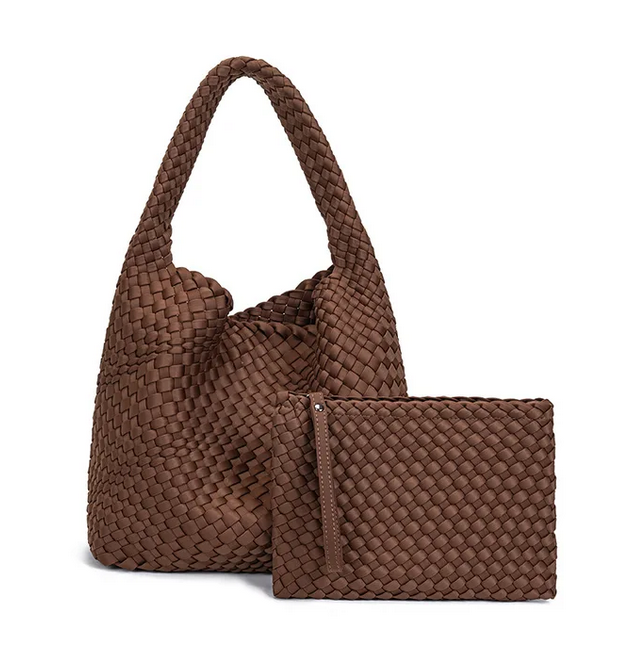 Neoprene Leather Woven Underarm Bag Pure Hand-woven Bags Basket Design Large Capacity Shoulder Bag Commuter Classic Handbag