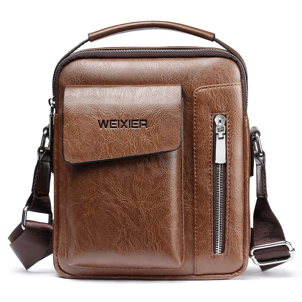 Men's PU Leather Messenger Bag Waterproof Handbag Cross Body Tote Shoulder Satchel