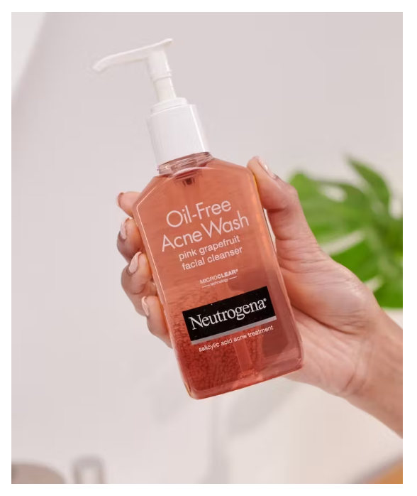 Neutrogena Oil-Free Salicylic Acid Pink Grapefruit Pore Cleansing Acne Wash and Facial Cleanser with Vitamin C, 9.1 fl. oz