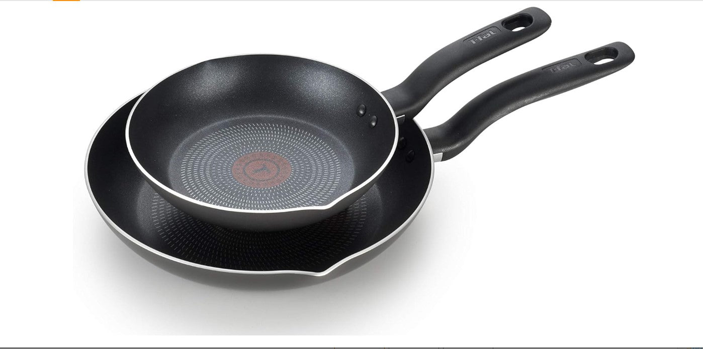 T-fal Initiatives Nonstick Fry Pan Set 7.5, 9 Inch Oven Broiler Safe 350F Cookware, Pots and Pans, Dishwasher Safe Black