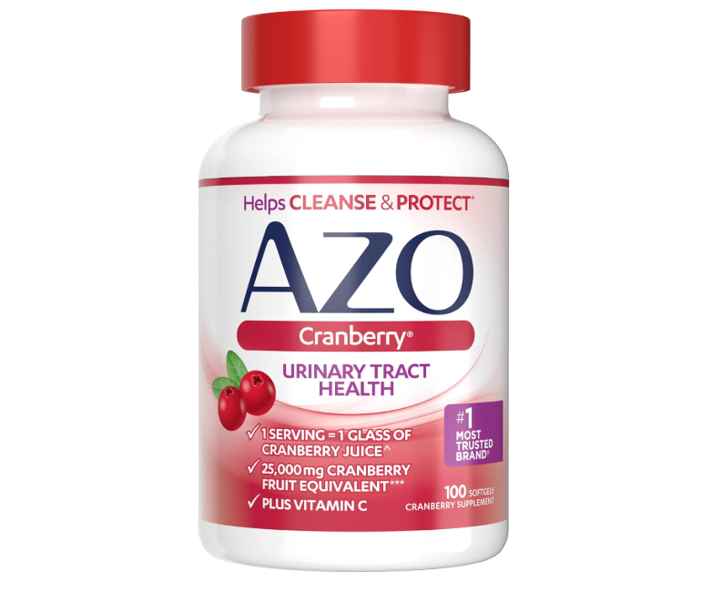 AZO Cranberry Supplement, Made with Concentrated Whole Fruit Cranberry Powder to Help Cleanse and Protect the Urinary Tract*, Sugar Free Cranberry Pills, Non-GMO, Softgels