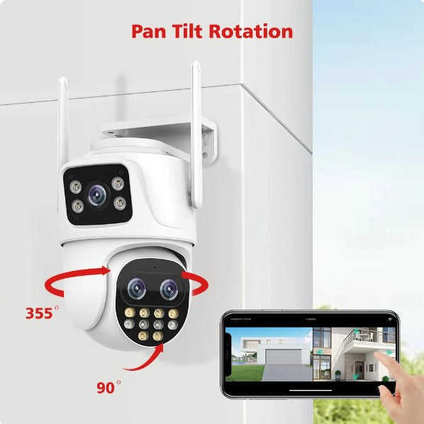 Wifi Surveillance Camera Outdoor PTZ 9MP Three lens 8X Digital Zoom AI Auto Tracking Humanoid Detection 4MP Security Camera