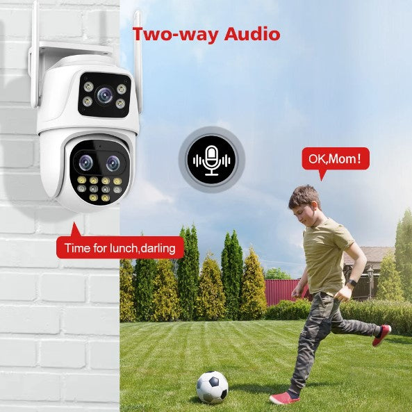 Wifi Surveillance Camera Outdoor PTZ 9MP Three lens 8X Digital Zoom AI Auto Tracking Humanoid Detection 4MP Security Camera