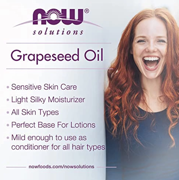 NOW Solutions, Grapeseed Oil, Skin Care for Sensitive Skin, Light Silky Moisturizer for All Skin Types, 16-Ounce