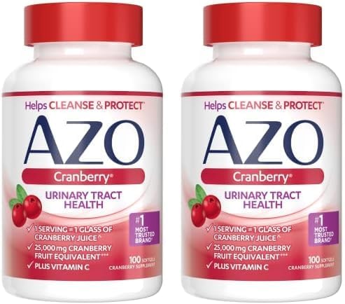 AZO Cranberry Supplement, Made with Concentrated Whole Fruit Cranberry Powder to Help Cleanse and Protect the Urinary Tract*, Sugar Free Cranberry Pills, Non-GMO, Softgels