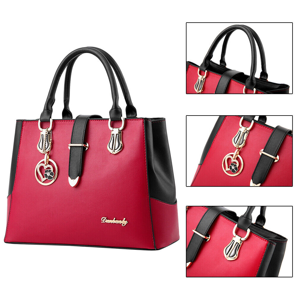 Women PU Leather Handbag Top Handle Tote Crossbody Shoulder Bag Satchel Purse