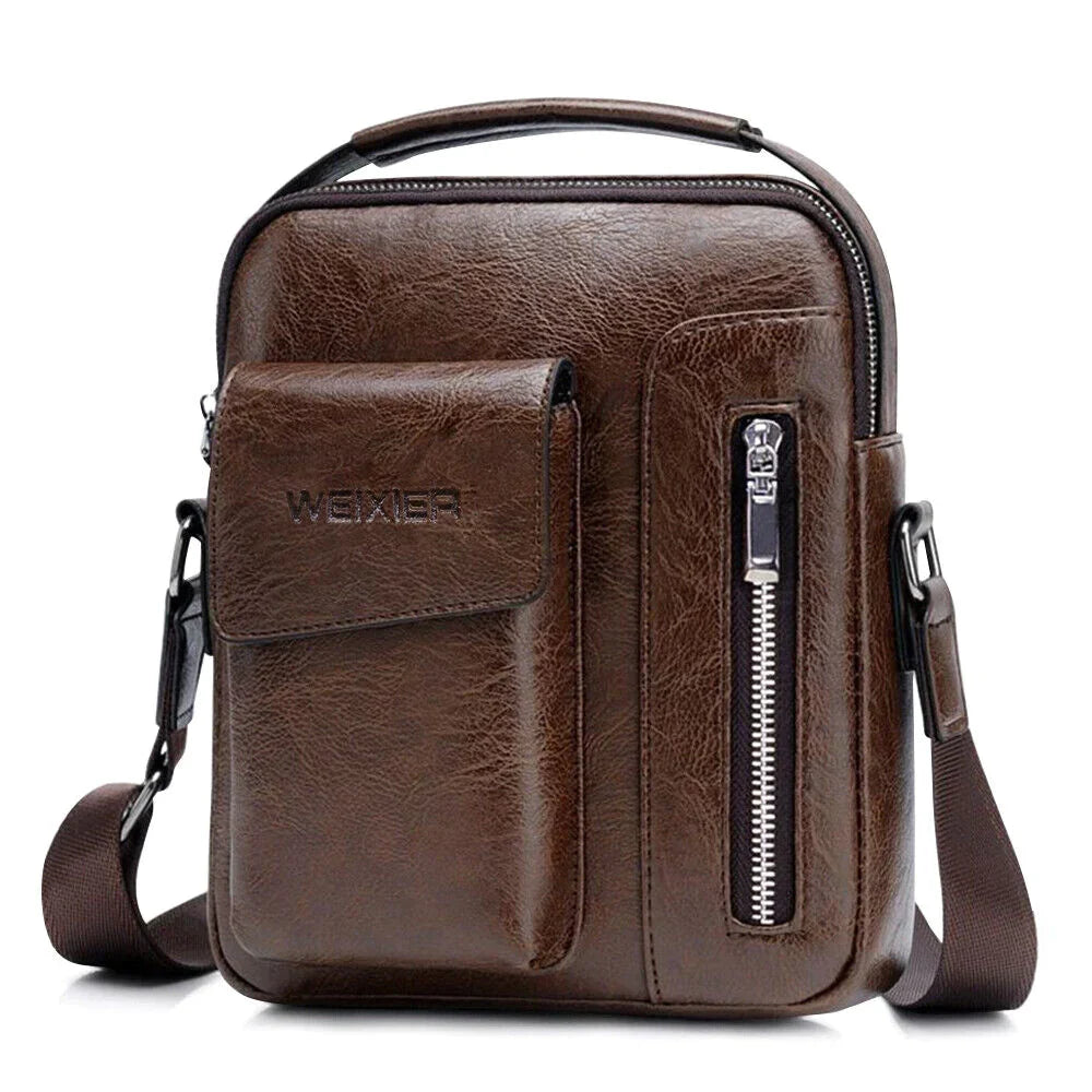 Men's PU Leather Messenger Bag Waterproof Handbag Cross Body Tote Shoulder Satchel