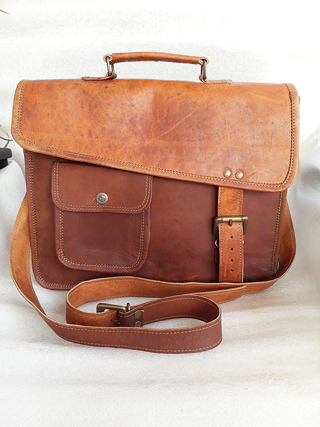 Leather Bag Vintage School Messenger Shoulder Men Satchel S Laptop Briefcase New