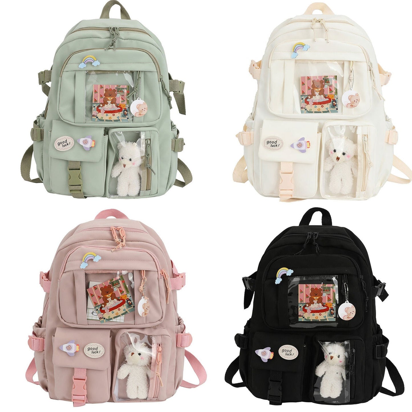 Teens School Backpack Kawaii Cute Bear College Travel Casual Bag for Girls Women