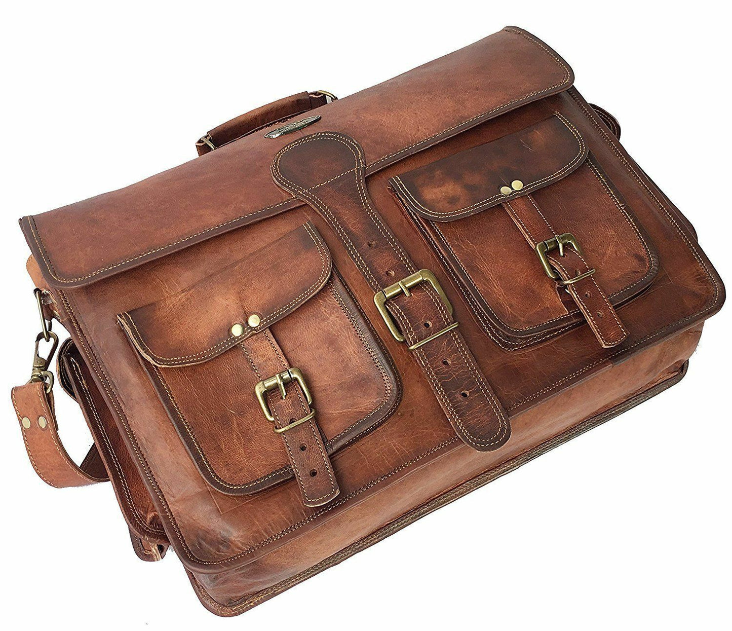 Handmade Men's Genuine Leather Vintage Laptop Messenger Briefcase Bag Satchel