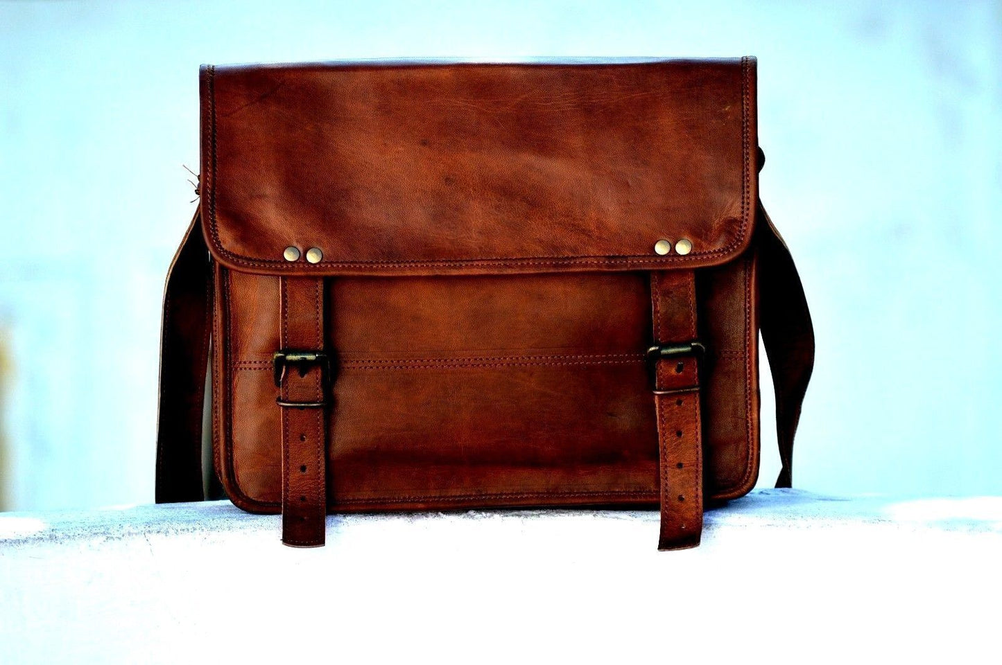 Leather Vintage Men S Messenger Shoulder Bag Laptop Satchel Genuine Briefcase