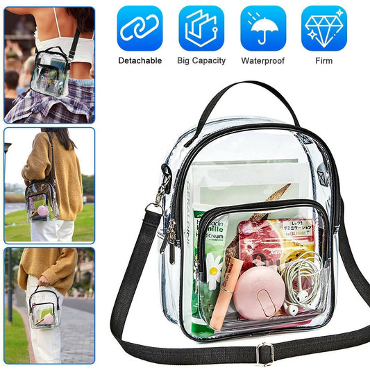 Clear PVC Tote Crossbody Bag Women Transparent Purse Stadium Shoulder Handbag