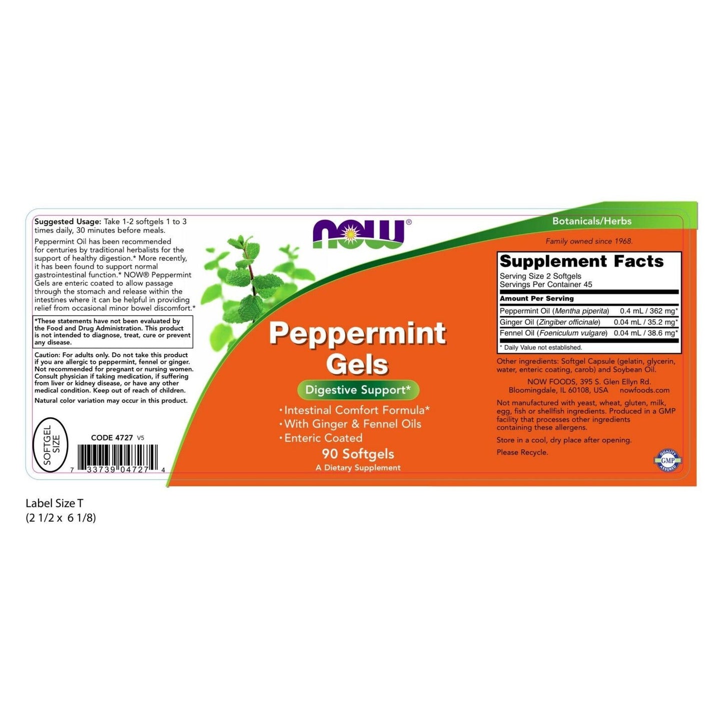 NOW Foods Peppermint Gels, 90 Soft gels