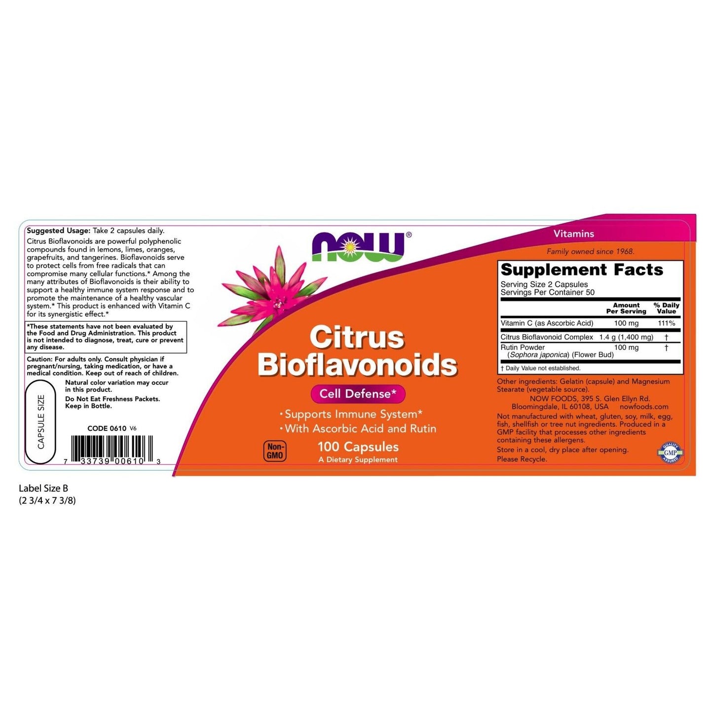 NOW Foods Citrus Bioflavonoids, 700mg, 100 Capsules