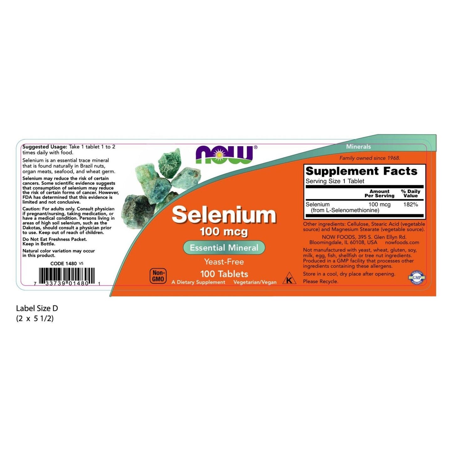 NOW Foods Selenium, 100 mcg, 100 Tablets