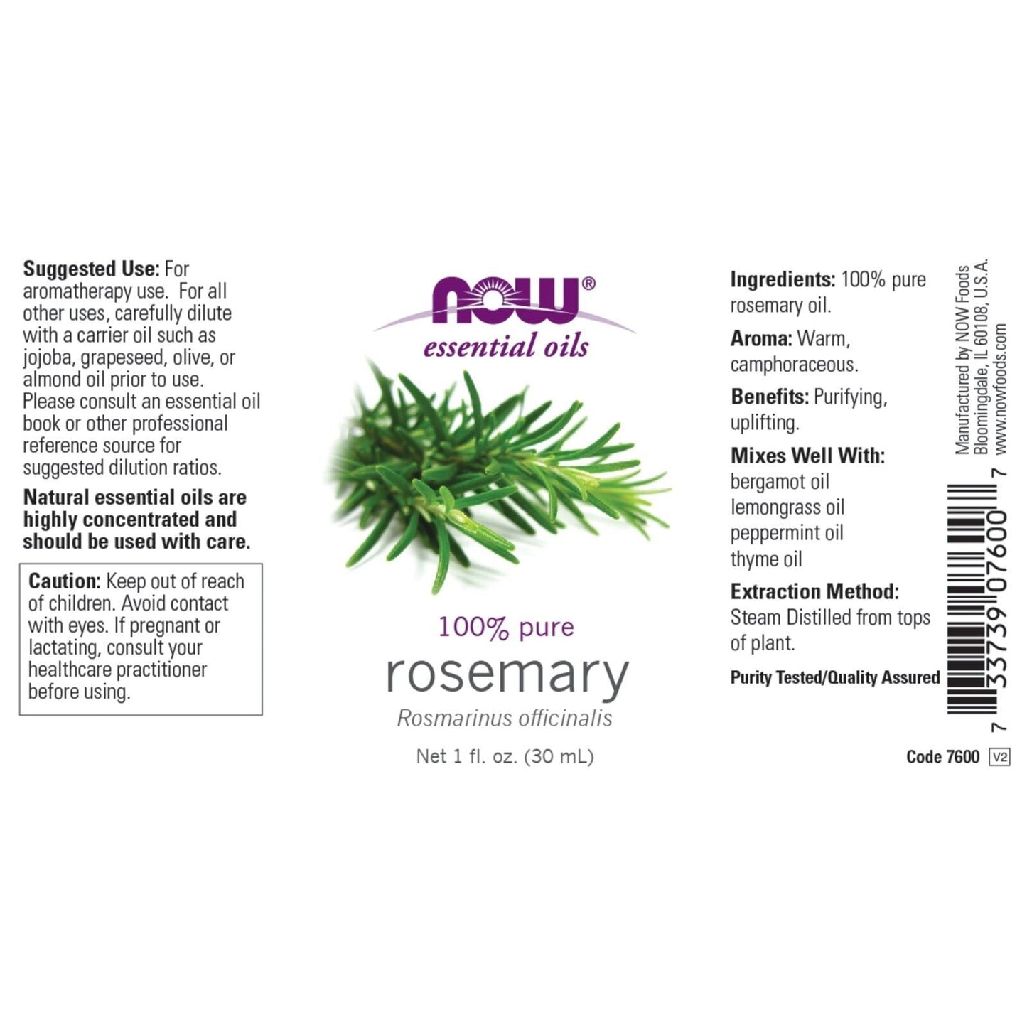 NOW Foods Rosemary Oil, 1 fl. oz.