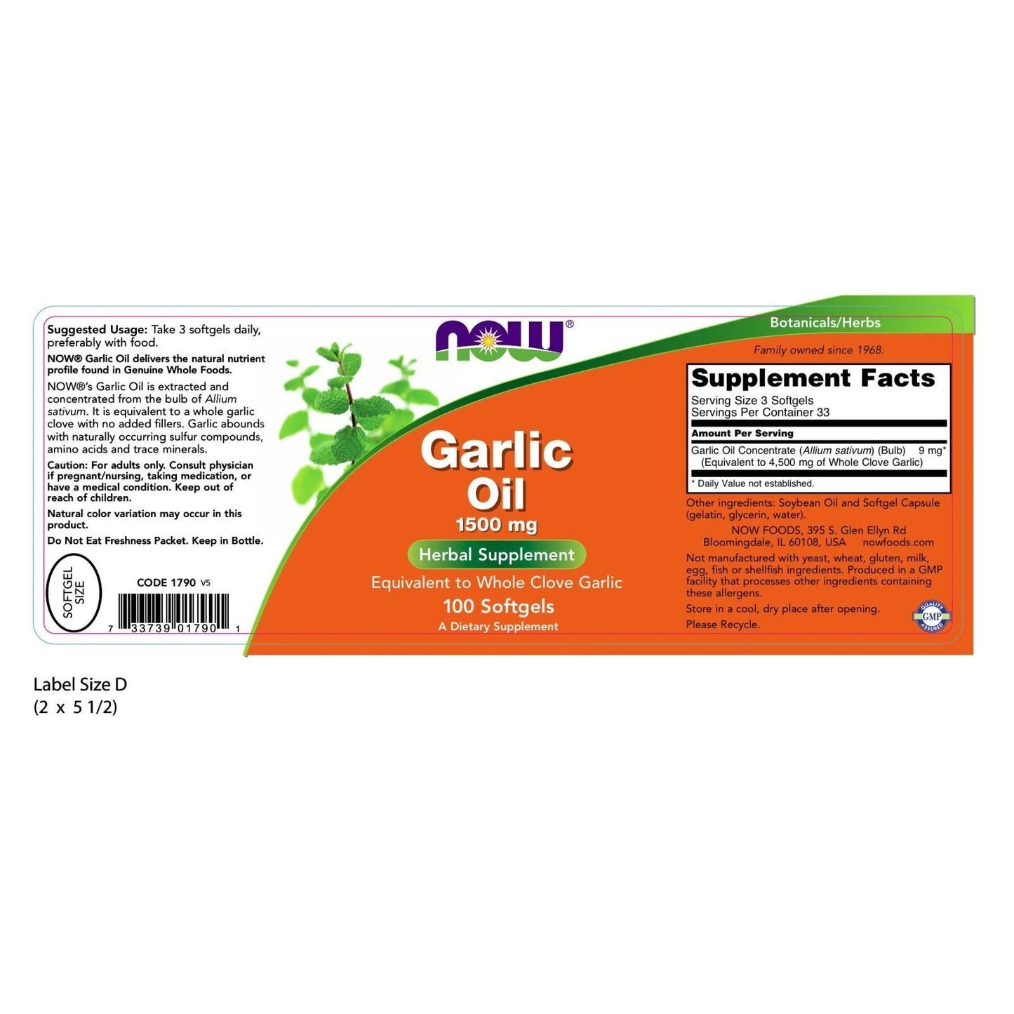 NOW Foods Garlic Oil, 1500 mg, 100 Softgels