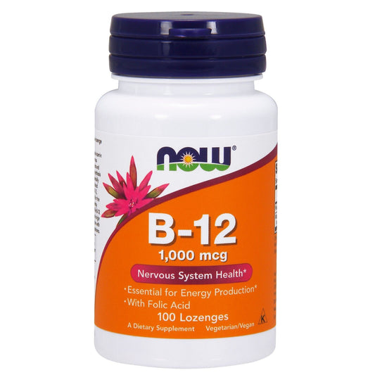 NOW Foods Vitamin B-12 (1000 mcg) with Folic Acid Chewable, 100 Lozenges