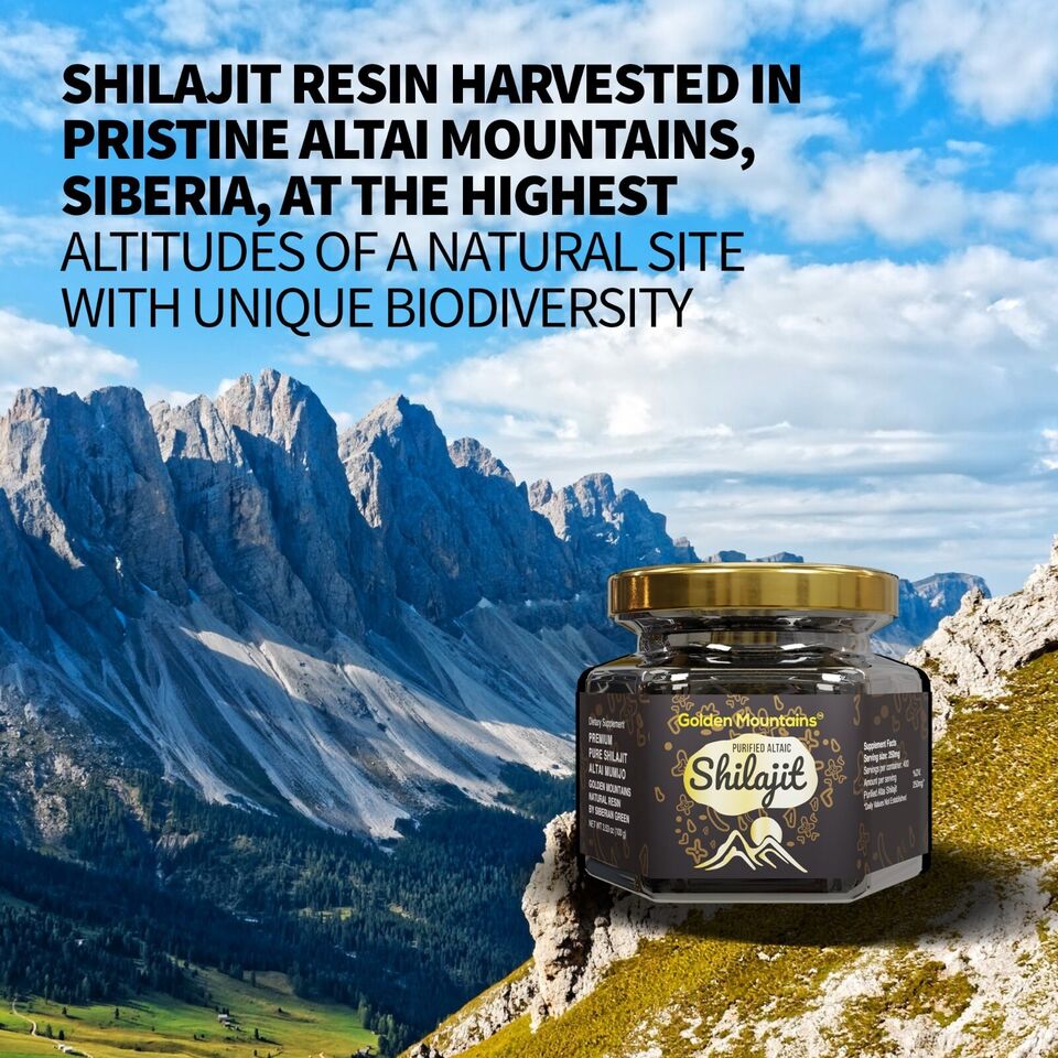 Golden Mountains Shilajit Resin Premium Pure Authentic Siberian Altai 100g