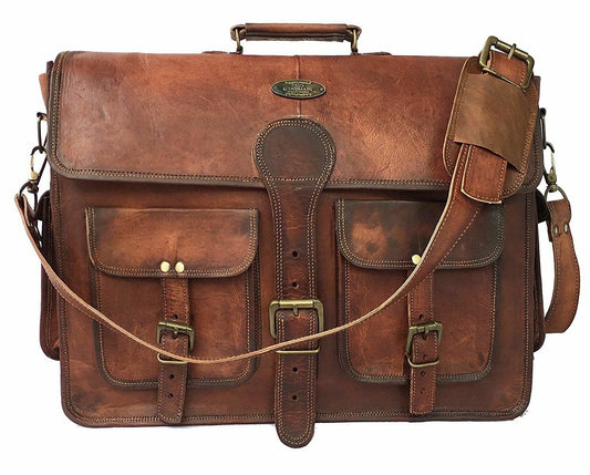 Handmade Men's Genuine Leather Vintage Laptop Messenger Briefcase Bag Satchel